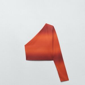 Zara Orange One-Shoulder Long Sleeve Top